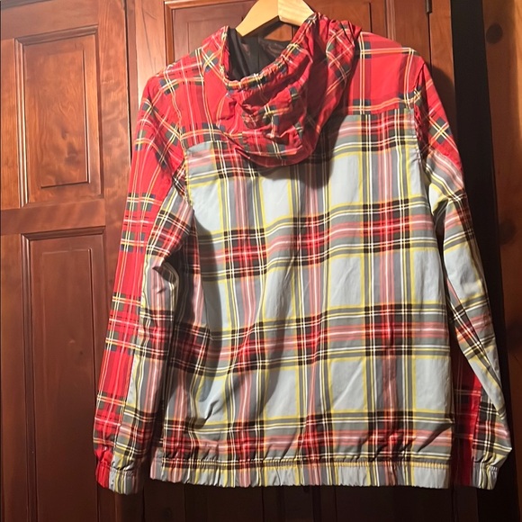 Red and White Plaid Hooded Jacket - Picture 5 of 6